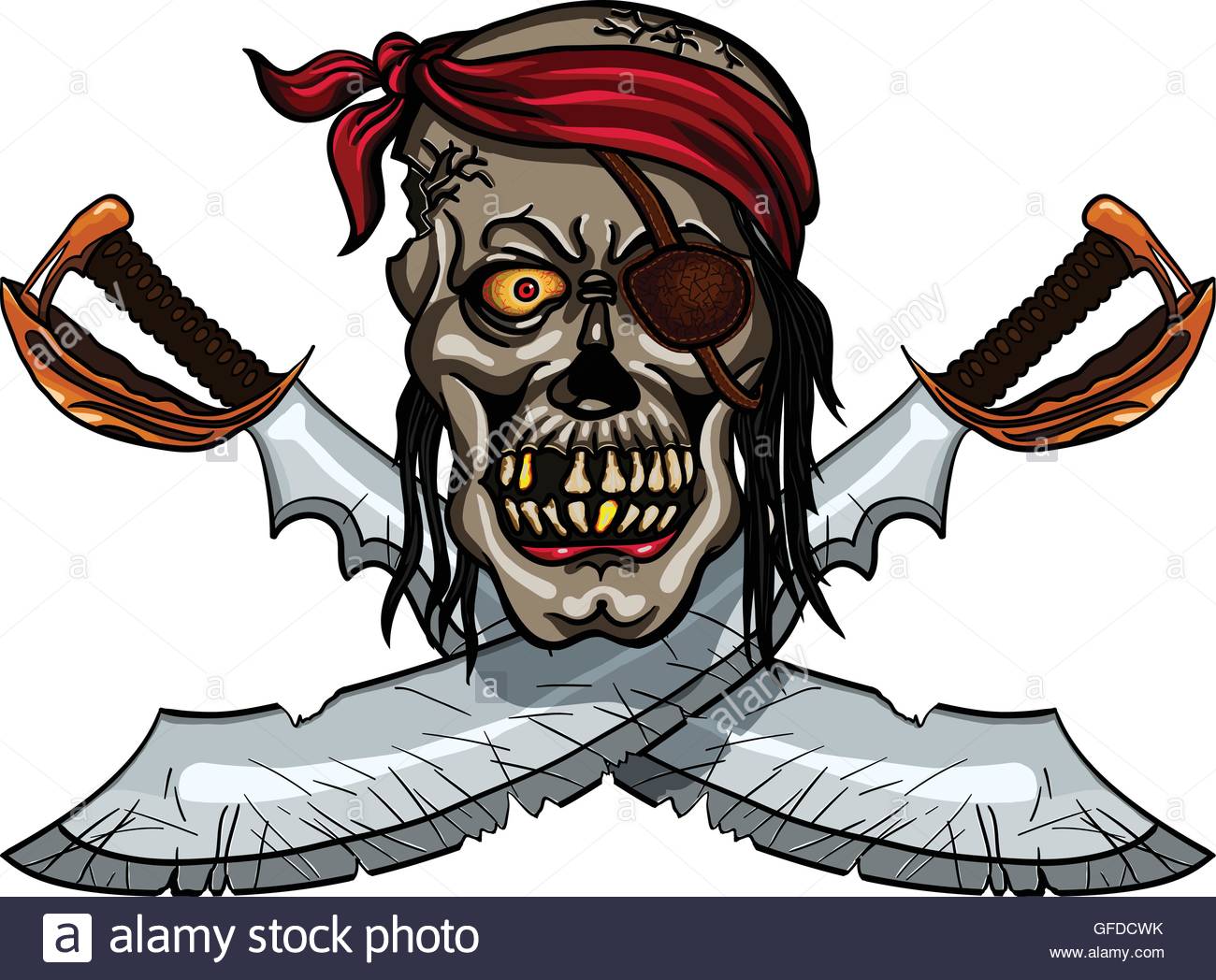 1300x1048 Danger Pirate Skull In Bandanna And Crossed Swords For Tattoo