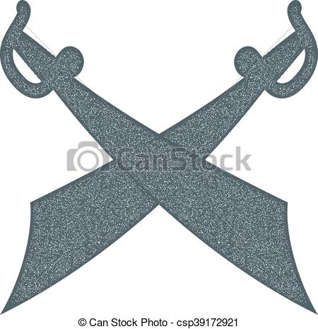 450x465 Two Crossbones Pirate Swords With Grunge Texture On White