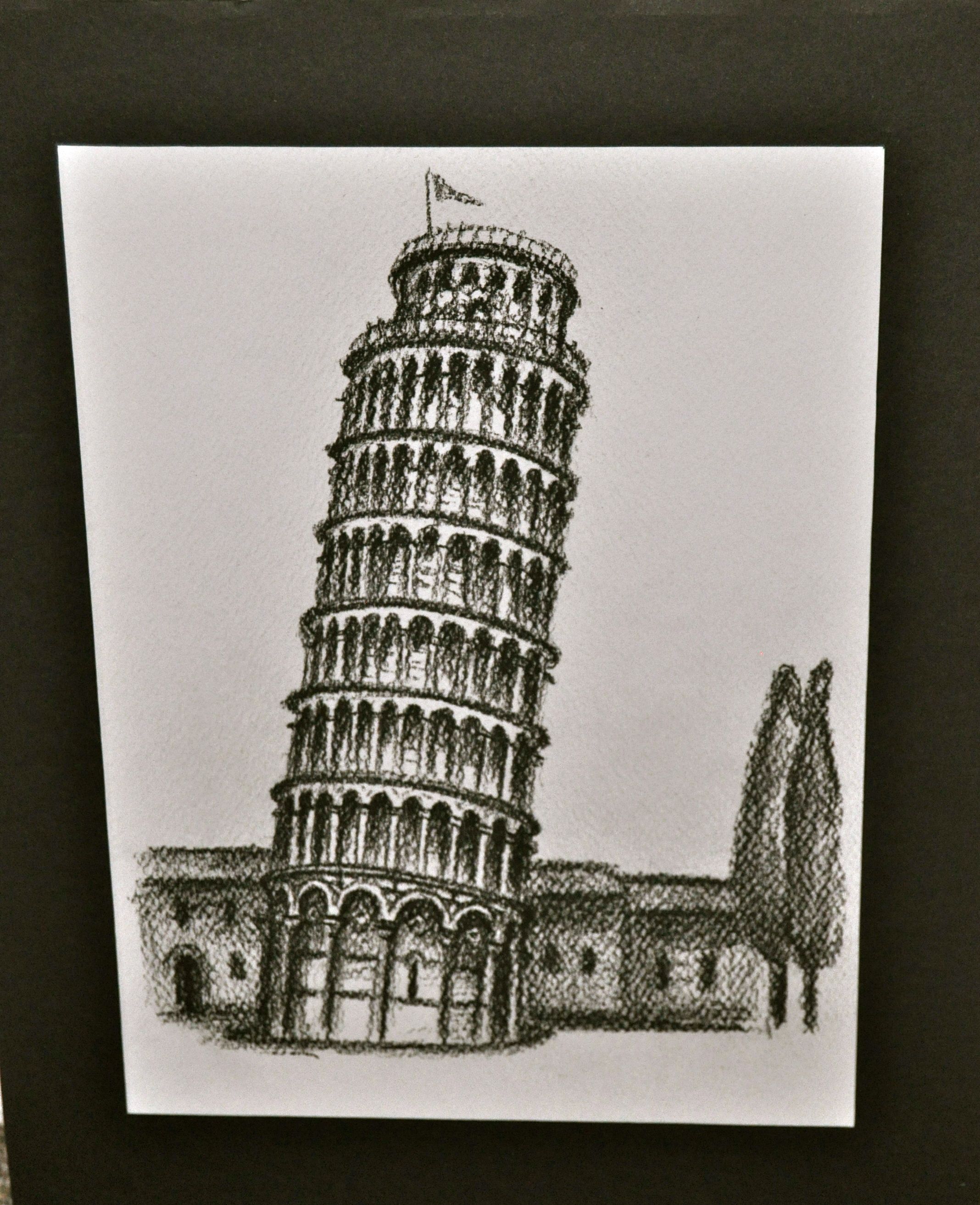 2136x2626 Leaning Tower Of Pisa Charcoal Drawing Italy 2013 My Art