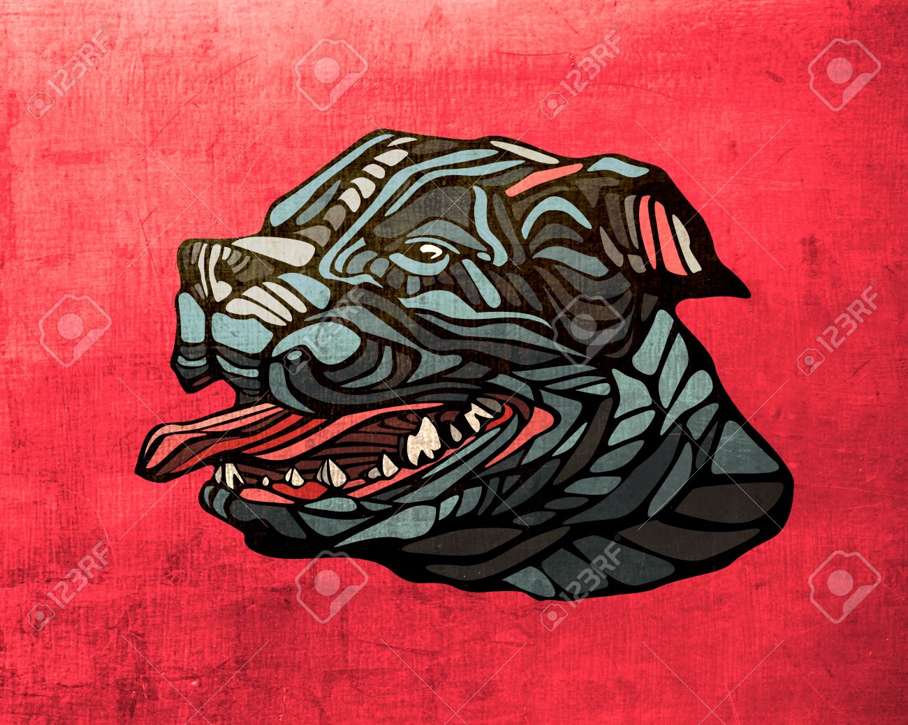 1300x1039 Illustration Or Drawing Of A Pitbull Dog With His Teeth And Tongue
