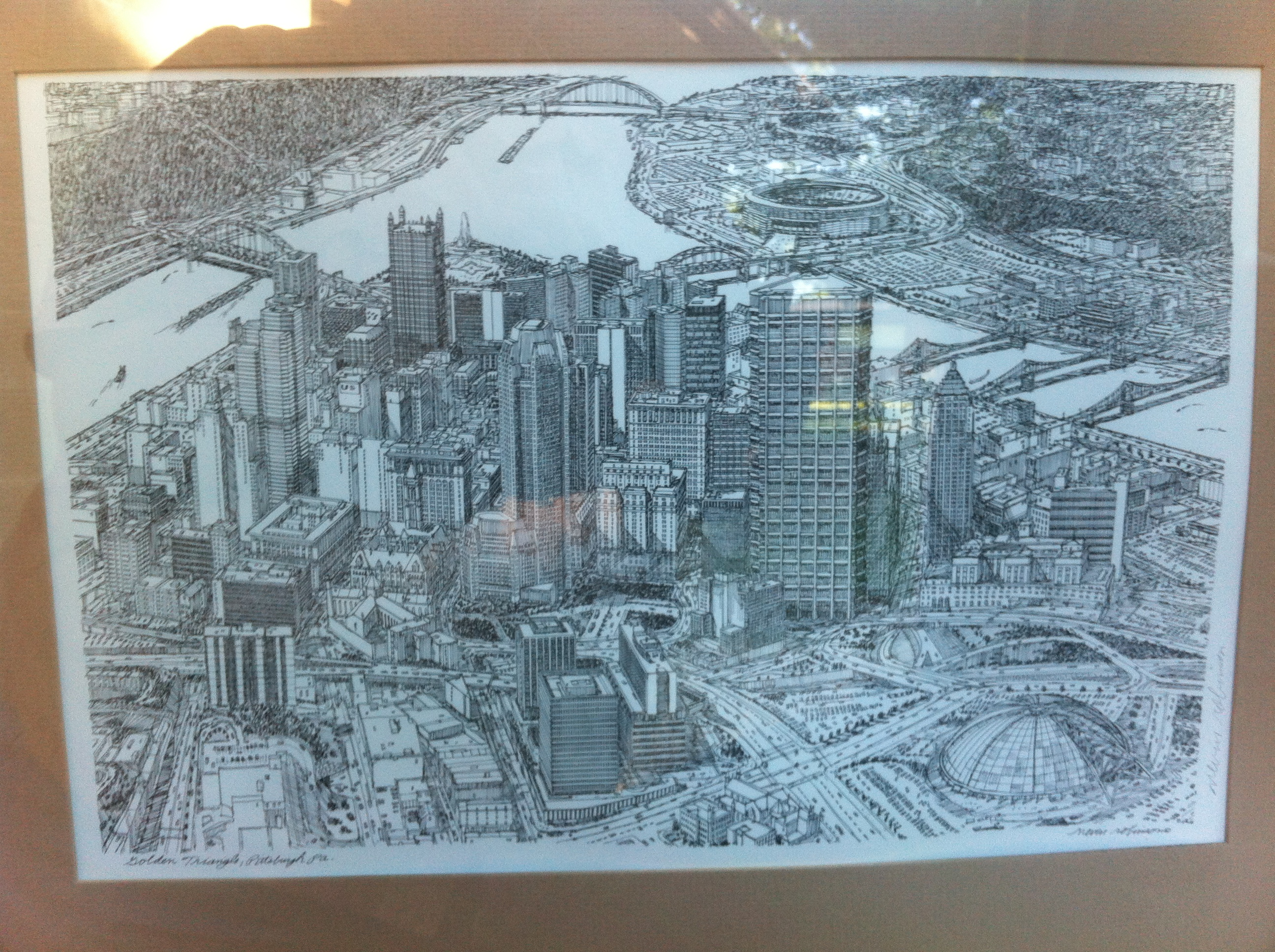 2592x1936 Golden Triangle, Pittsburgh, Pa. By Nevin Robinson. Signed Print