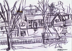 300x211 Pittsburgh Scene By Ruth Freeman Ink Drawing 8 X 11 Ebay