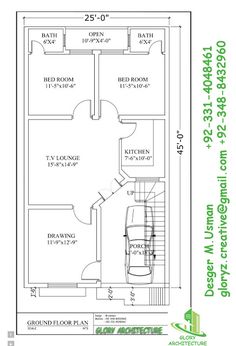 236x346 House Plan Drawing 40x80 Islamabad Design Project