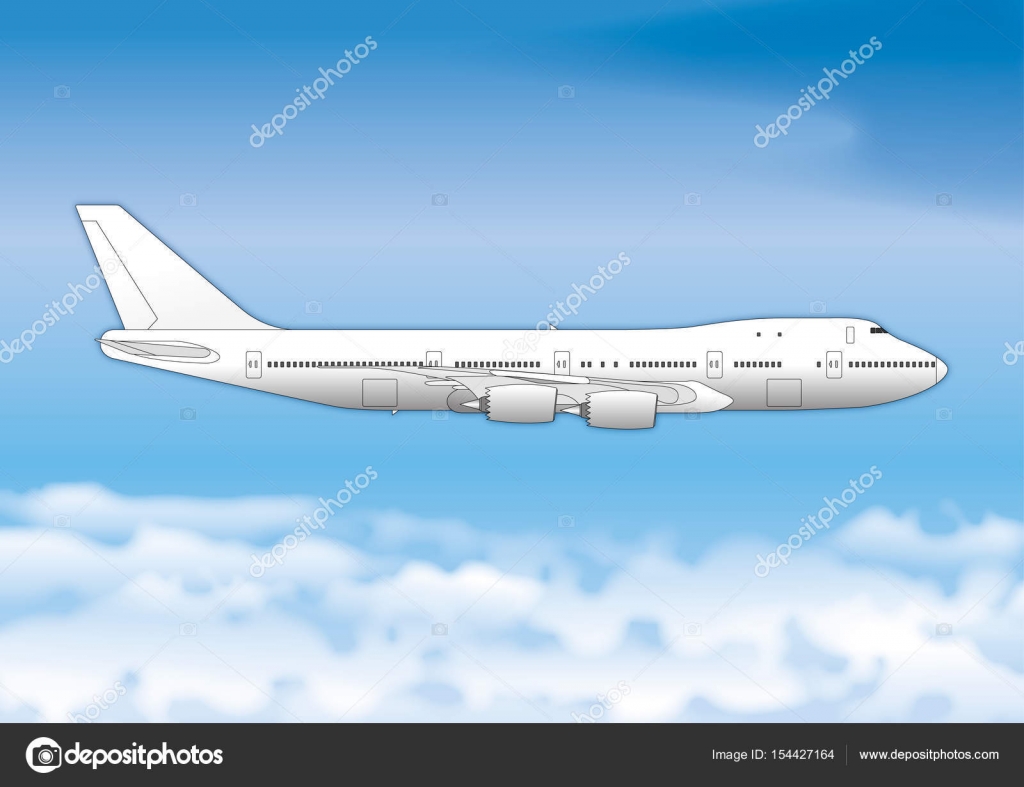 1024x787 Boeing 747 Passenger Plane, Drawing, Illustration Stock Vector