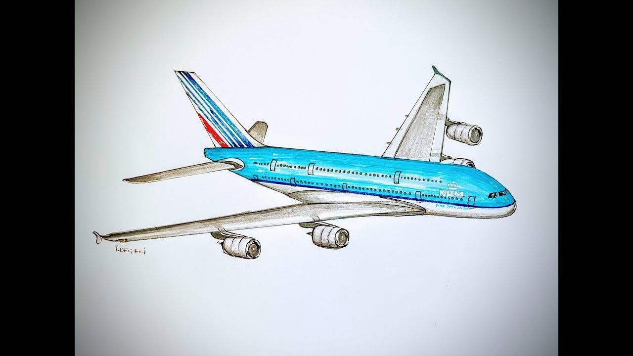 1280x720 The Biggest Plane Of Europe, Airbus A380, Drawing Timelapse
