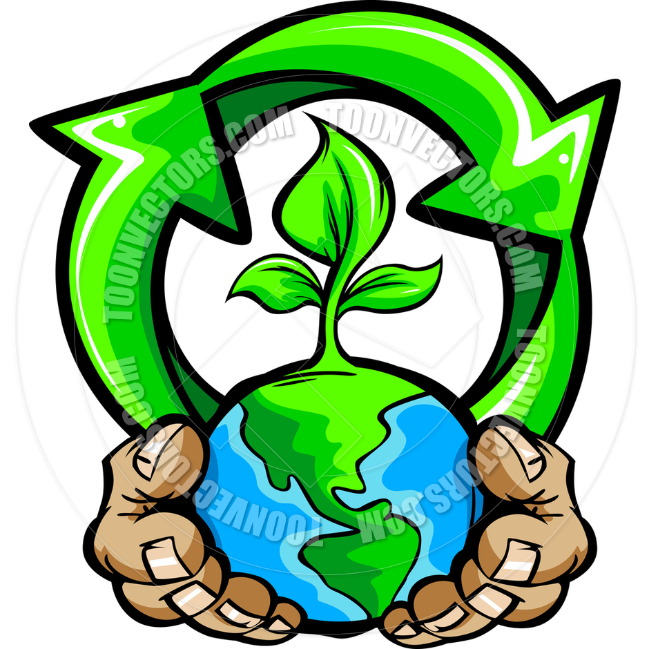 940x940 Hands Holding Planet Earth With Recycle Symbol Vector Cartoon By