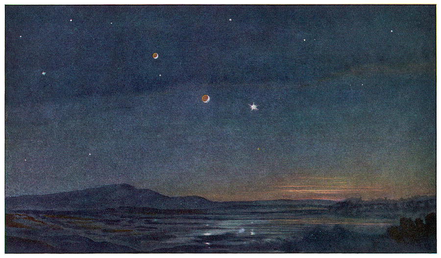 900x526 The Night Sky Above The Planet Mars Drawing By Mary Evans Picture