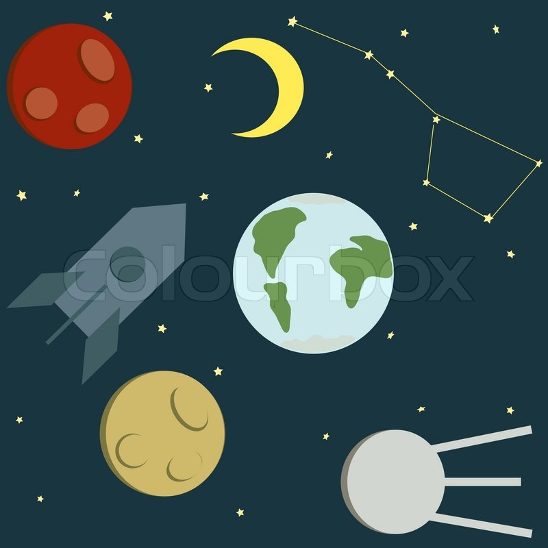 800x800 Drawing Of The Star Sky And Planets Stock Vector Colourbox