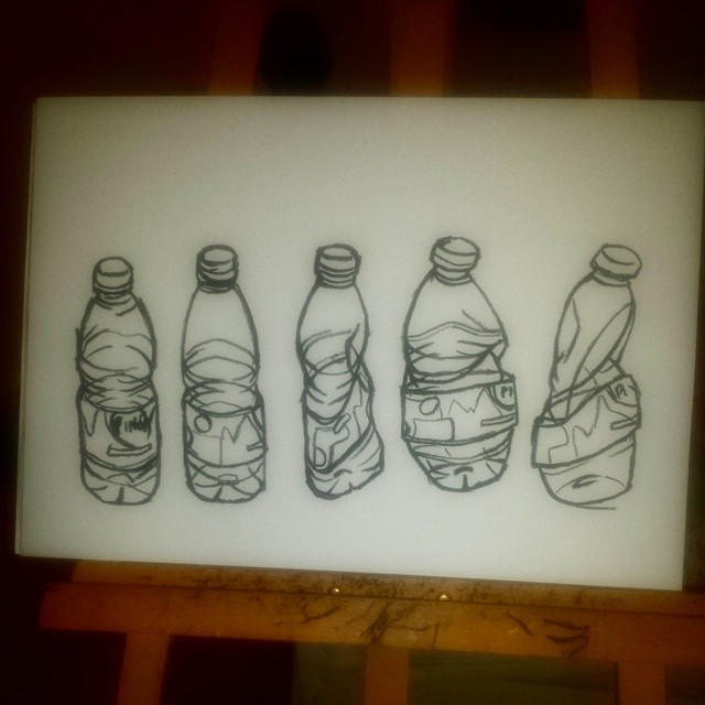 640x640 Plastic Water Bottle. Oil Pastel On Paper.