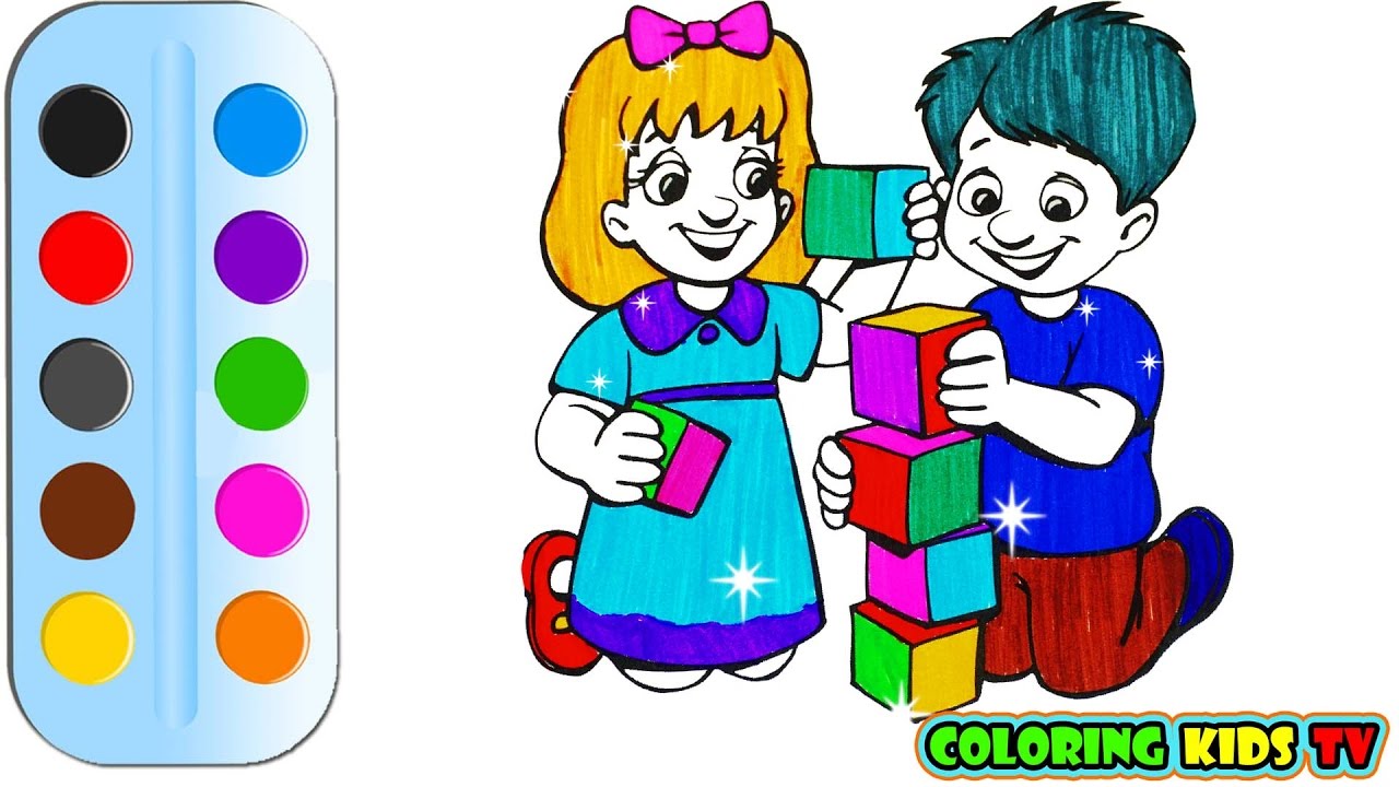1280x720 Coloring Pages For Kids Girl And Boy Drawing For Children