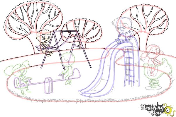 600x400 How To Draw Kids Playing In A Playground