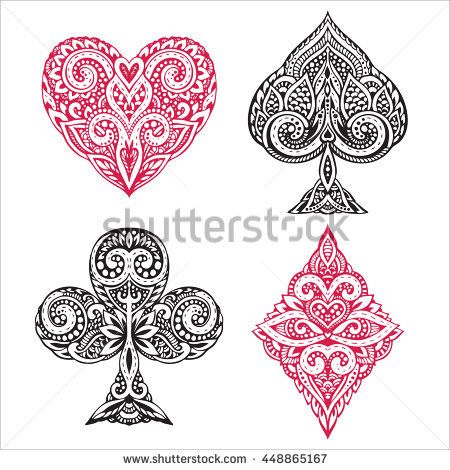 450x470 Vector Set Of Hand Drawn Suit Black And Red Playing Card