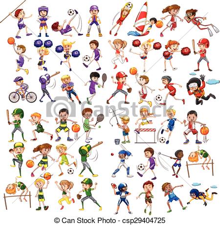 450x459 Kids Playing Various Sports Illustration Vector Illustration