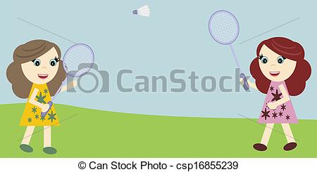 450x245 Nice Girls Playing Badminton In Summer Day Drawings