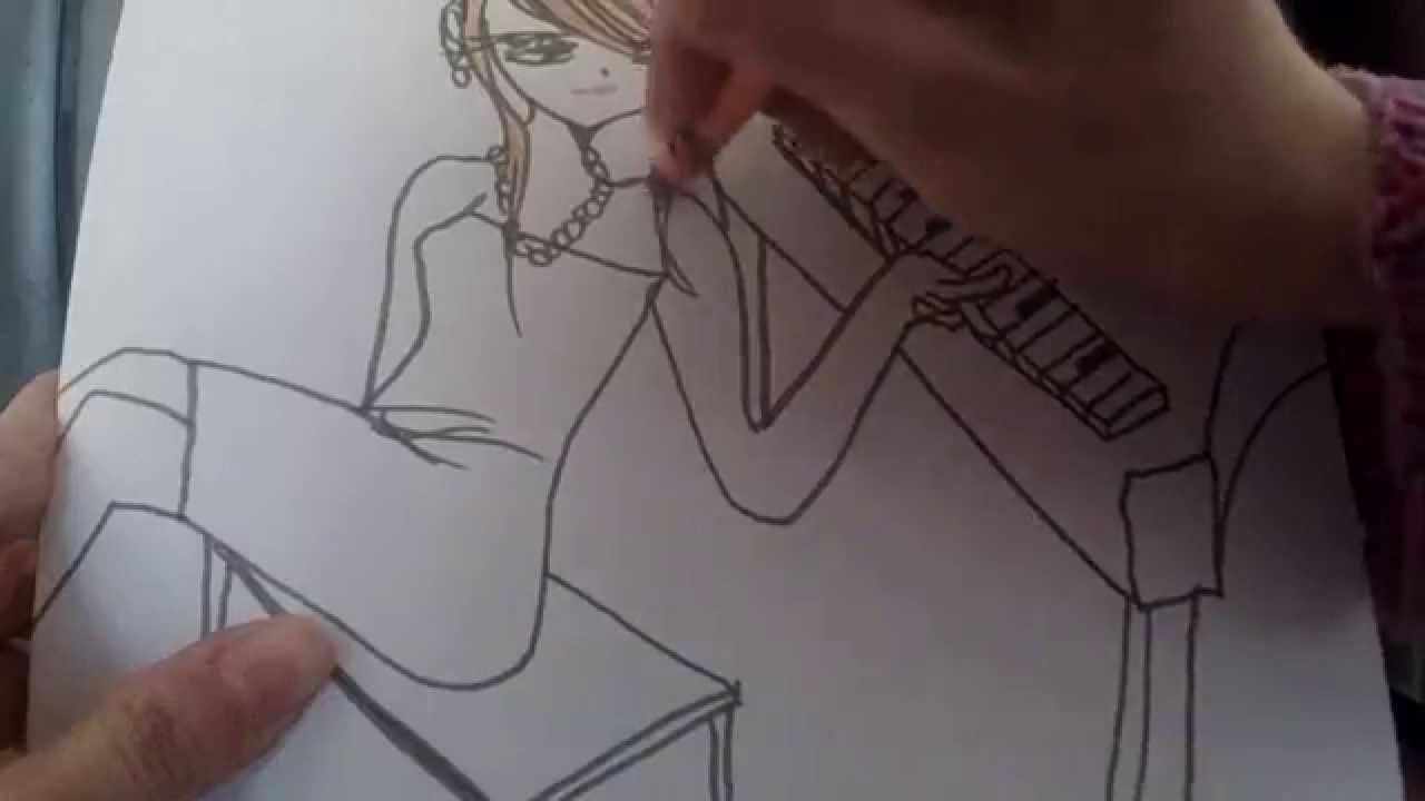 1280x720 How To Draw Anime Girl Playing Piano