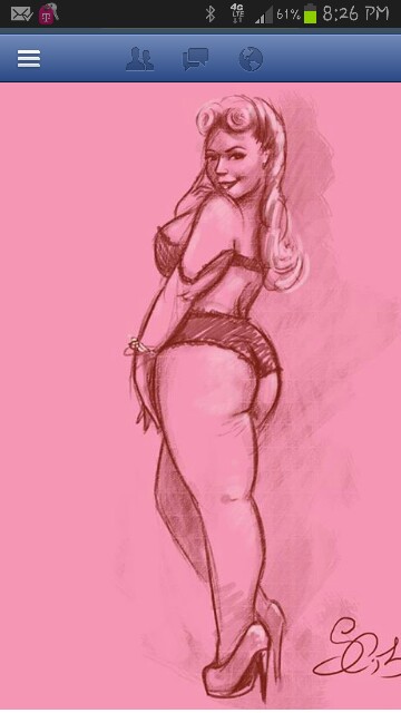 360x640 Nice Plus Size Pin Up Drawing. Tats Nice And Curves