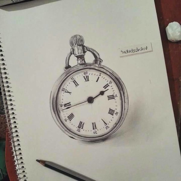 600x600 Draw Of Pocket Watch Realism Maudjdraw By Maudjdraw