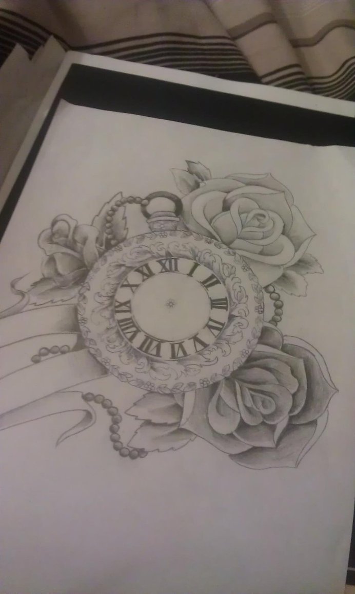 692x1155 Custom Pocket Watch And Rose Design For Client. Banner To Be Left