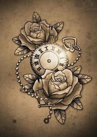 323x456 Pocket Watch And Rose Tattoo Tat Ideas Rose
