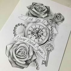 Pocket Watch With Roses Drawing at GetDrawings | Free download