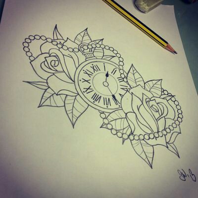 Pocket Watch With Roses Drawing at GetDrawings | Free download