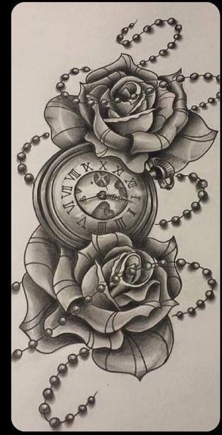 Pocket Watch With Roses Drawing at GetDrawings | Free download