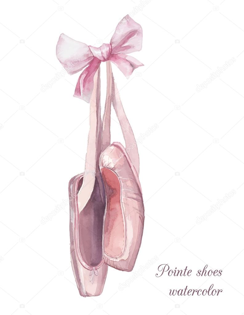 793x1024 Watercolor Pointe Shoes Stock Vector Dinal