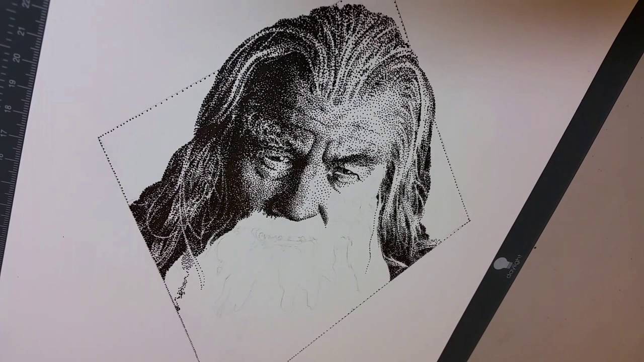 1280x720 Pointillism Portrait Timelapse Gandalf