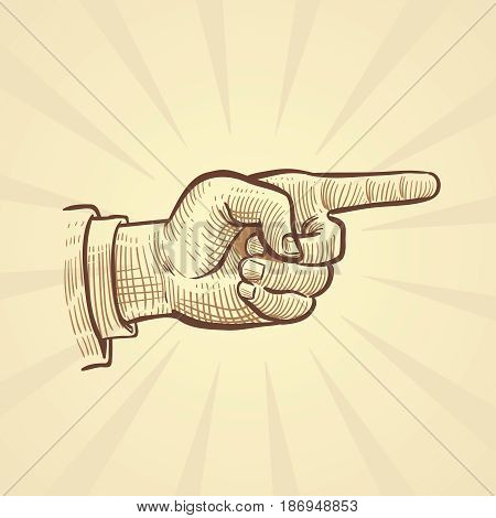 450x470 Retro Hand Drawn Sketch Pointing Vector Amp Photo Bigstock