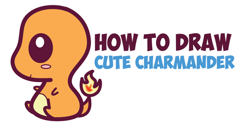 500x257 How To Draw Cute Kawaii Chibi Charmander From Pokemon In Easy