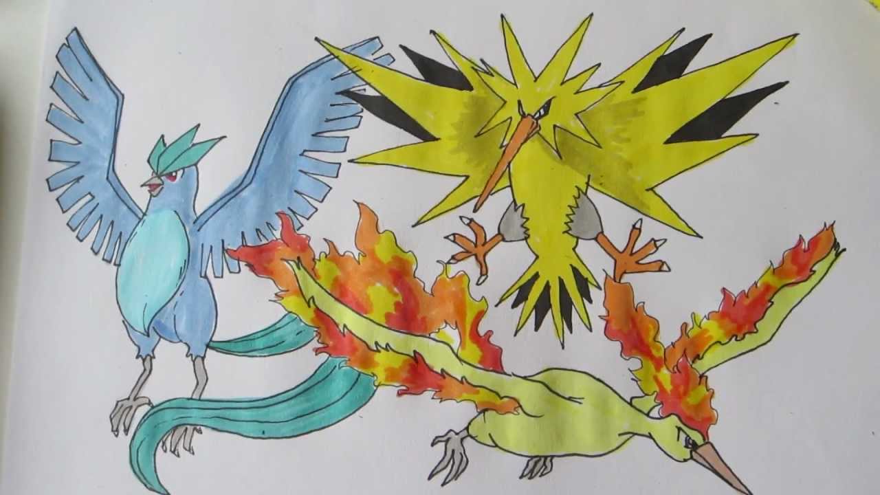 1280x720 How To Draw Pokemon Legendary Birds No.144 Articuno, No.145