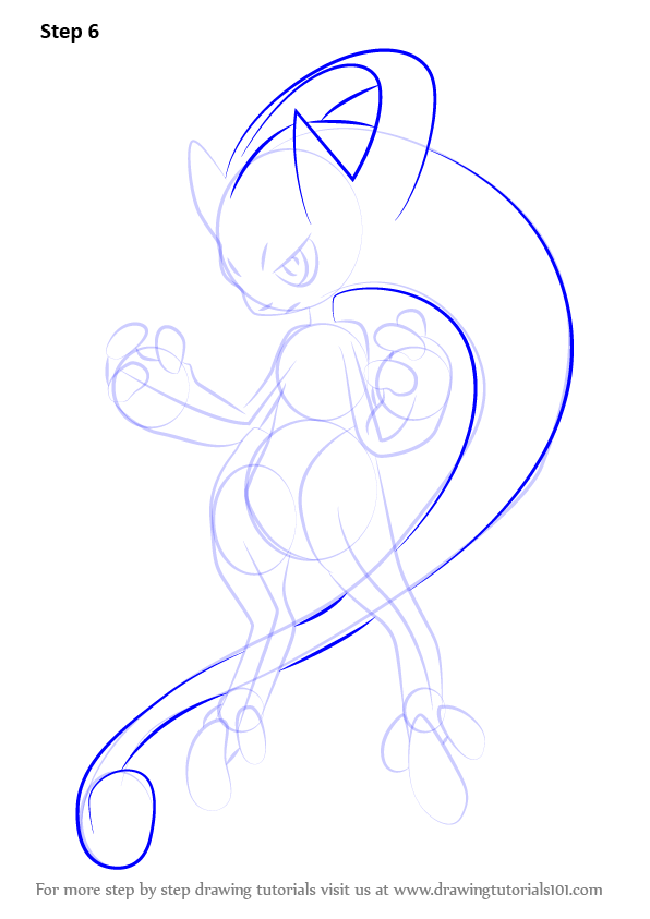 596x843 Learn How To Draw Mega Mewtwo Y From Pokemon (Pokemon) Step By