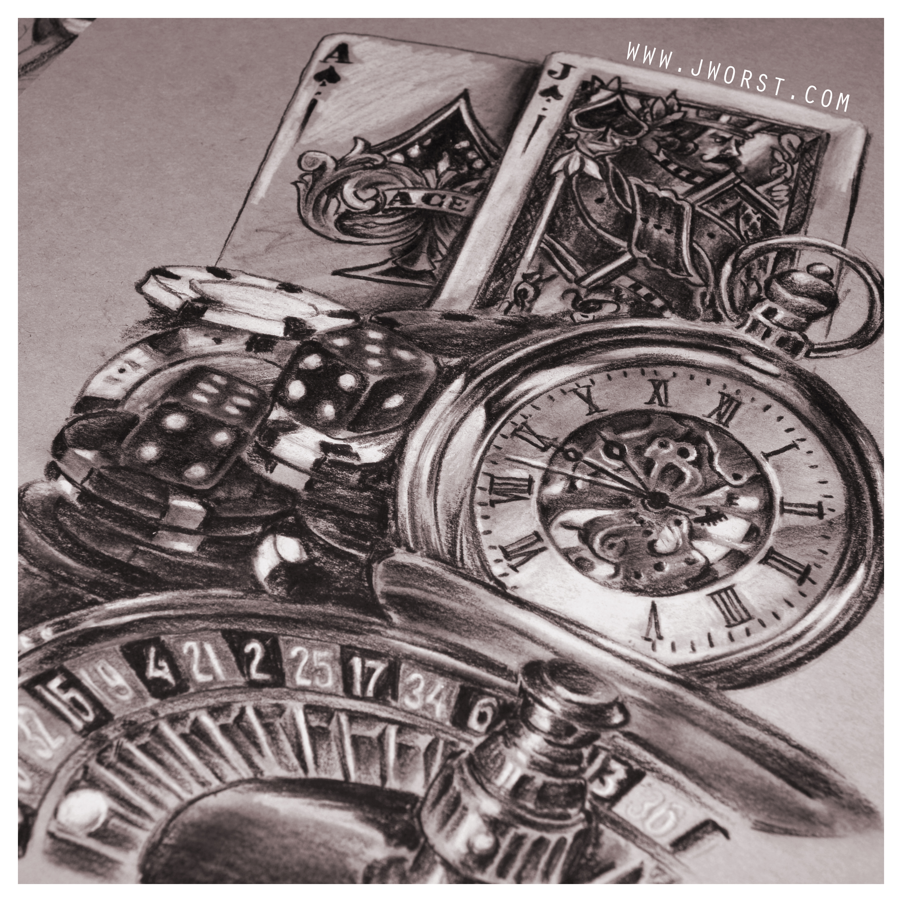 2968x2968 Jeremy Worst Casino Gambling Sketch Drawing Artwork Roulette