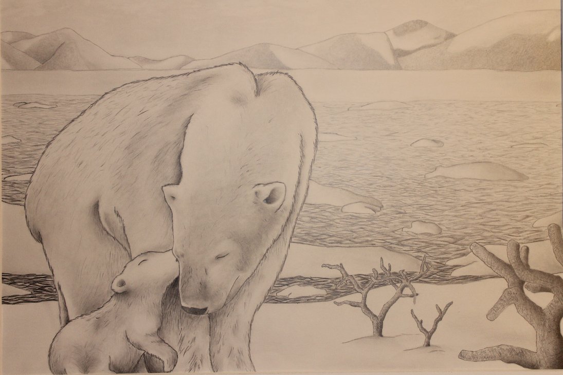 1095x730 Polar Bear And Cub By Nausicaakamiya