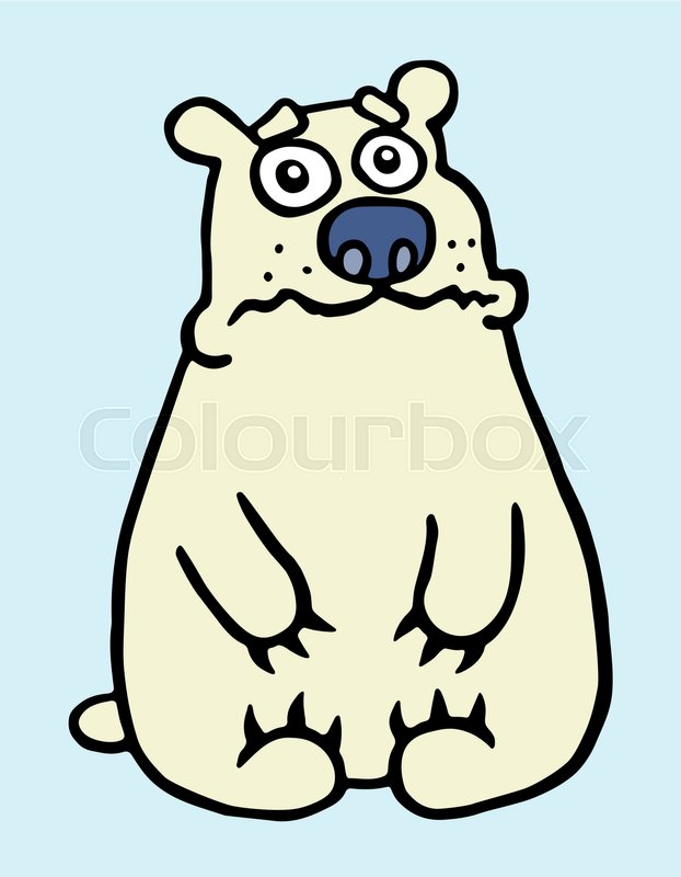 622x800 Cartoon Sad Polar Bear. Vector Illustration. Digital Drawing
