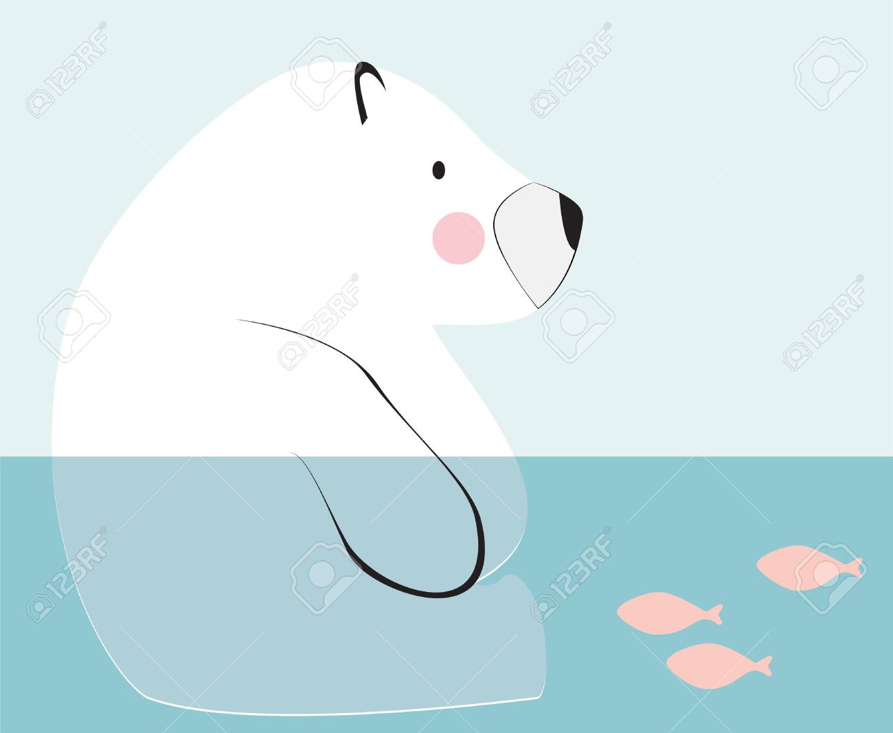 1300x1066 Cute Polar Bear Sitting Down On The Water. Children Drawings