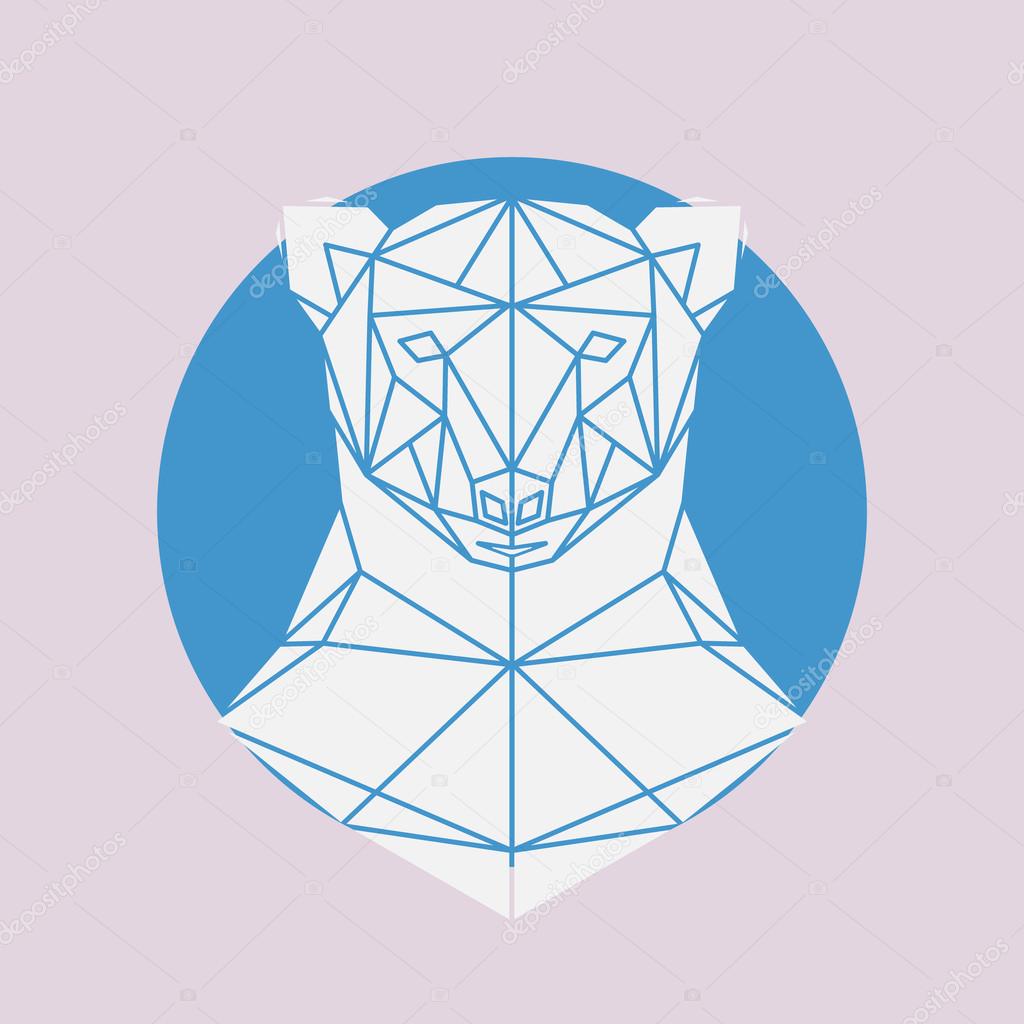 1024x1024 Polar Bear Head Geometric Lines Silhouette Stock Vector