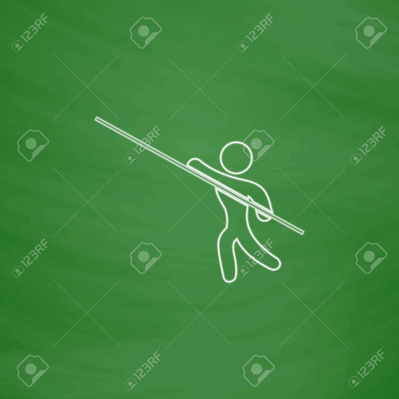 1300x1300 Pole Vault Outline Vector Icon. Imitation Draw With White Chalk