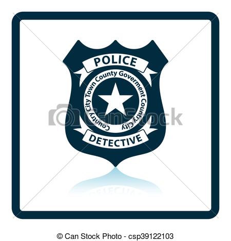 450x470 Police Badge Icon. Shadow Reflection Design. Vector Vector