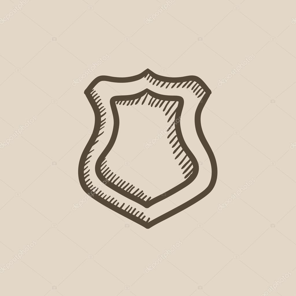 1024x1024 Police Badge Sketch Icon. Stock Vector Rastudio