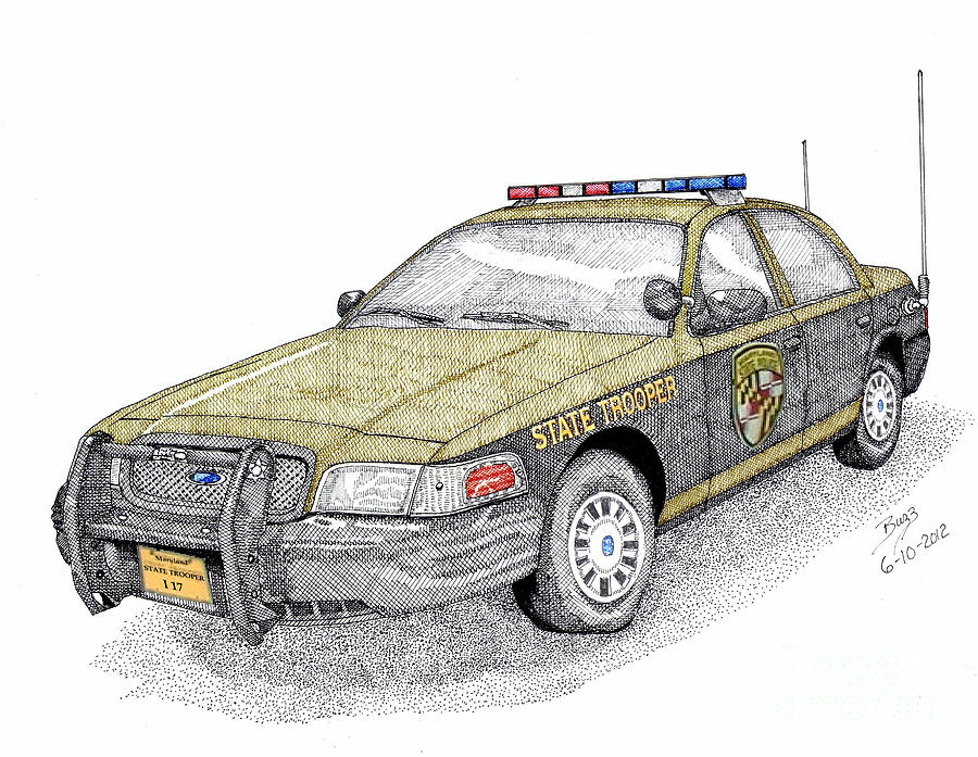 900x697 Maryland State Police Car Style 1 Drawing By Calvert Koerber