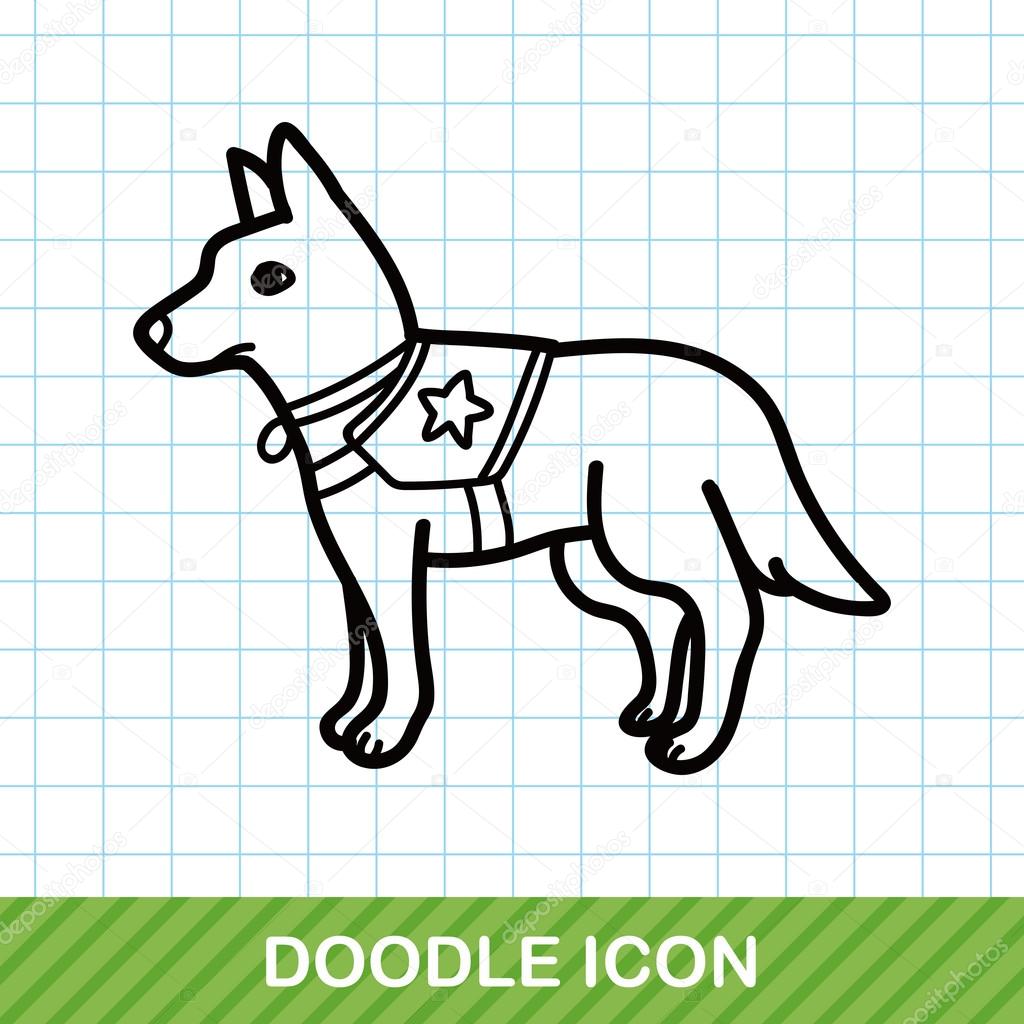 1024x1024 Police Dog Doodle Vector Illustration Stock Vector Wenchiawang
