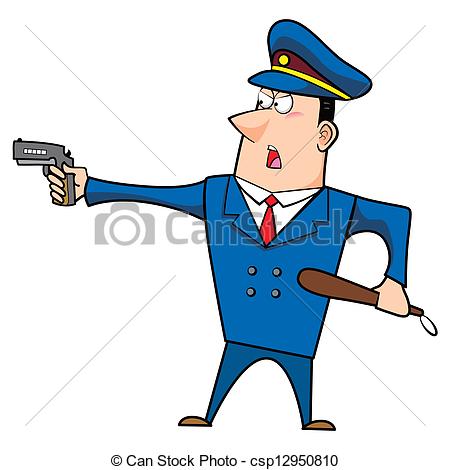 450x470 Male Cartoon Police Officer Standing With A Gun Vector Clip Art