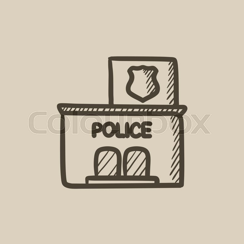 800x800 Police Station Vector Sketch Icon Isolated On Background. Hand
