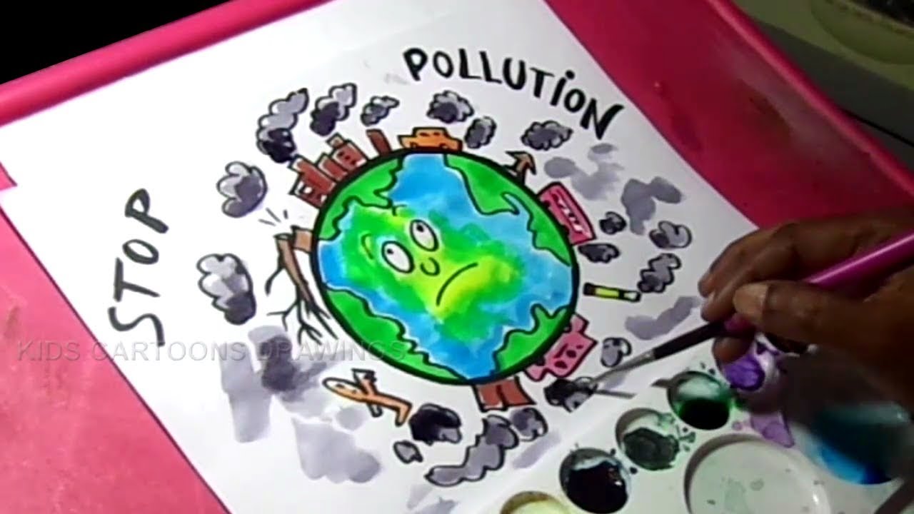 1280x720 How To Draw Stop Pollution Color Poster Drawing For Kids