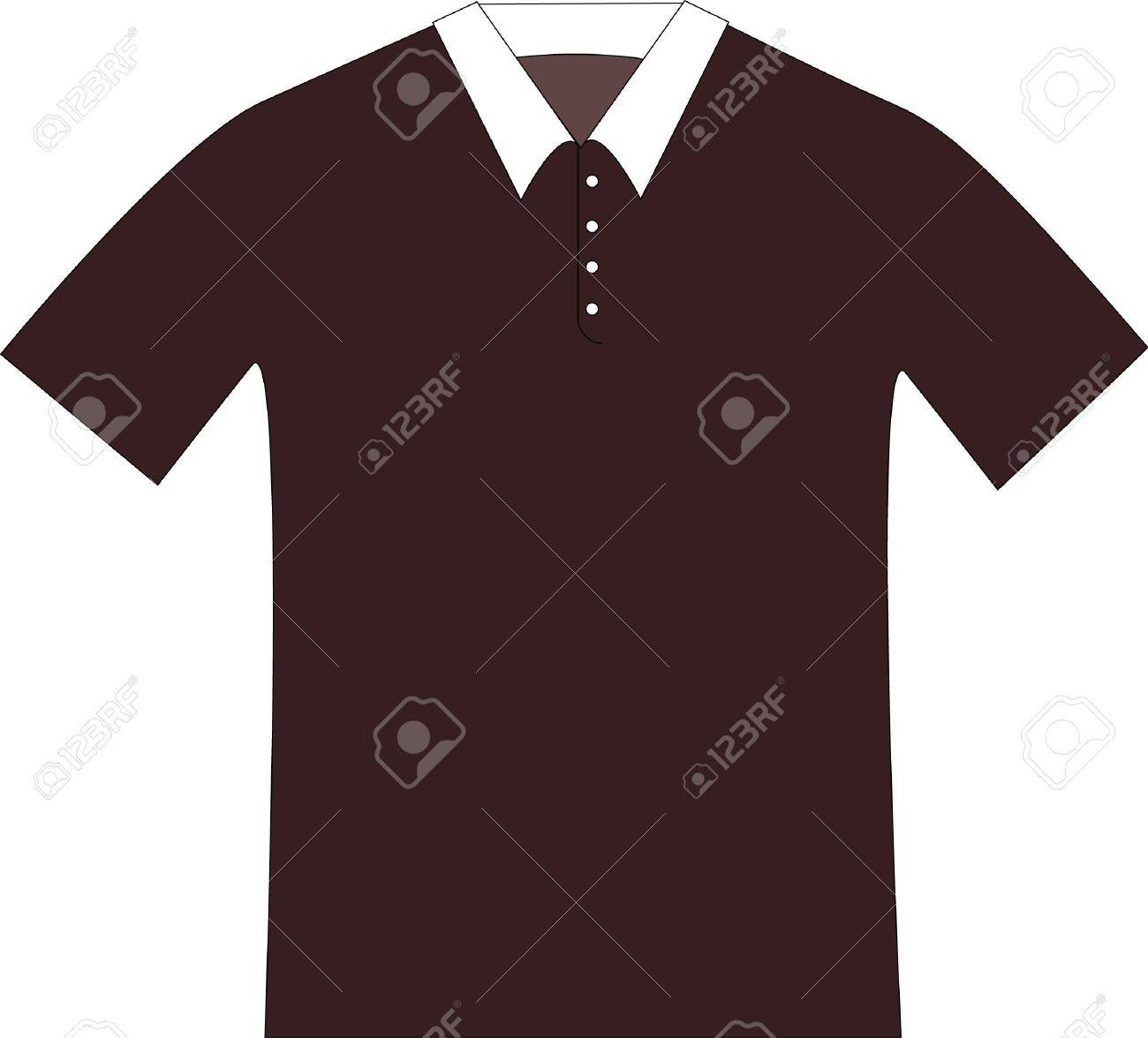 1300x1176 Patterndrawing Of A Brown Polo Shirt With A White Collar Stock