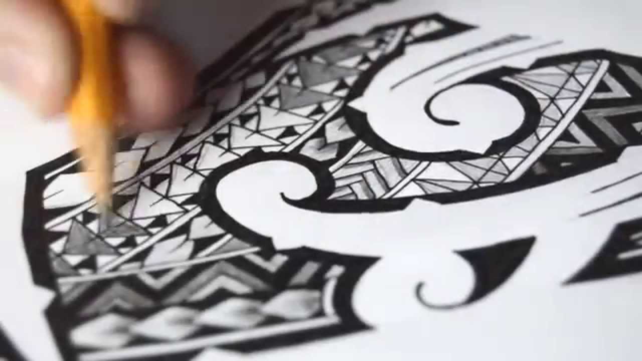 1280x720 Polynesian Tribal Tattoo Speed Drawing