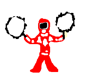 300x250 Red Power Ranger With White Pom Poms (Drawing By Falonefal)