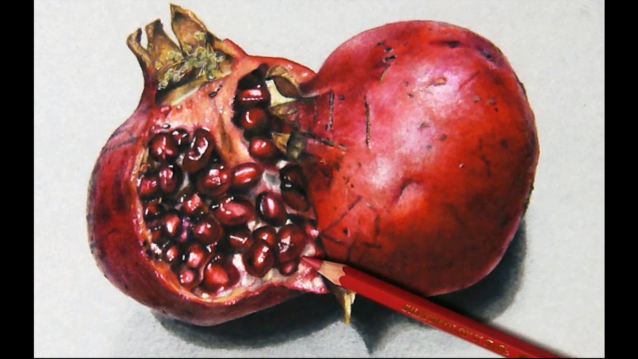1280x720 How I Draw A Pomegranate, Hyperrealistic Art
