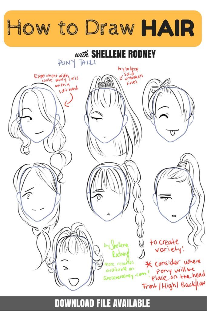 683x1024 How To Draw Hair And Ponytails With Shellene Rodney. Click